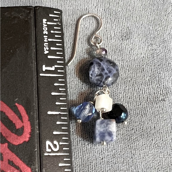 Sterling silver, Sodalite gemstone & Czech bead earrings - Picture 2 of 4